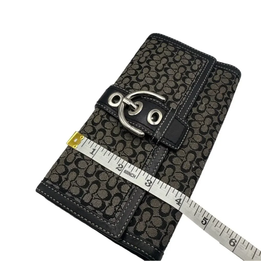 Vintage COACH y2k Soho Black  Gray Buckle Signature Canvas Wallet
